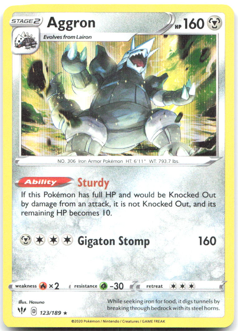 Aggron Holo Rare SWSH03 Darkness Ablaze 123/189 NM Hasuno