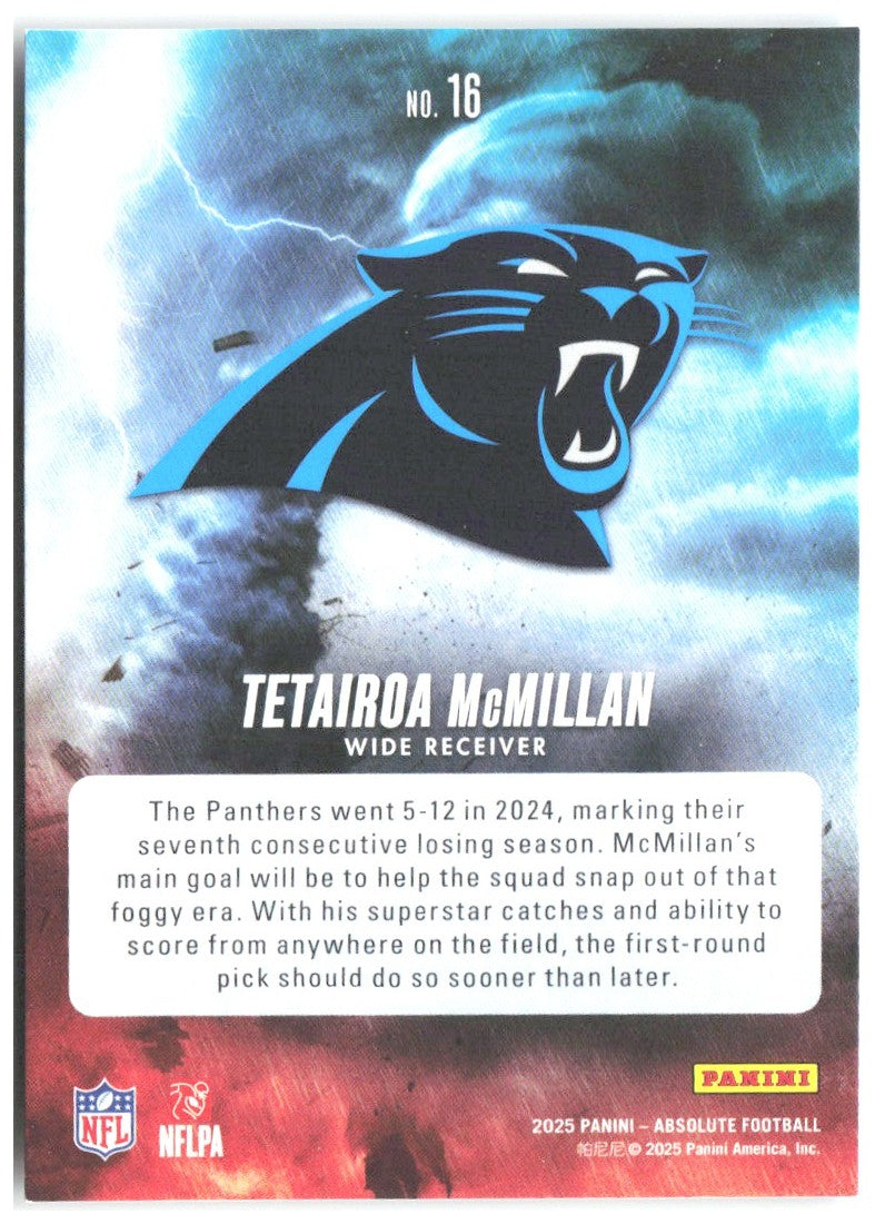 Tetairoa McMillan Panini Absolute - By Storm 16 2025 Carolina Panthers
