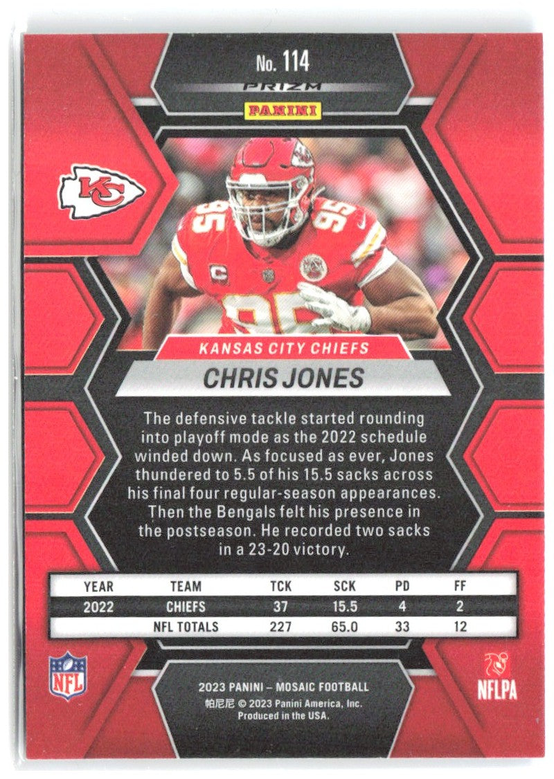 Chris Jones Panini Mosaic - Reactive Blue Mosaic 114 2023 Kansas City Chiefs