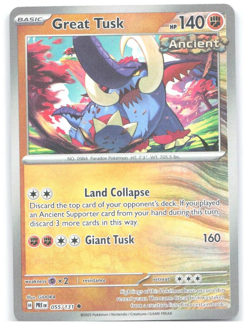 Great Tusk Poke Ball Pattern Holo SV Prismatic Evolutions 055/131 NM GIDORA