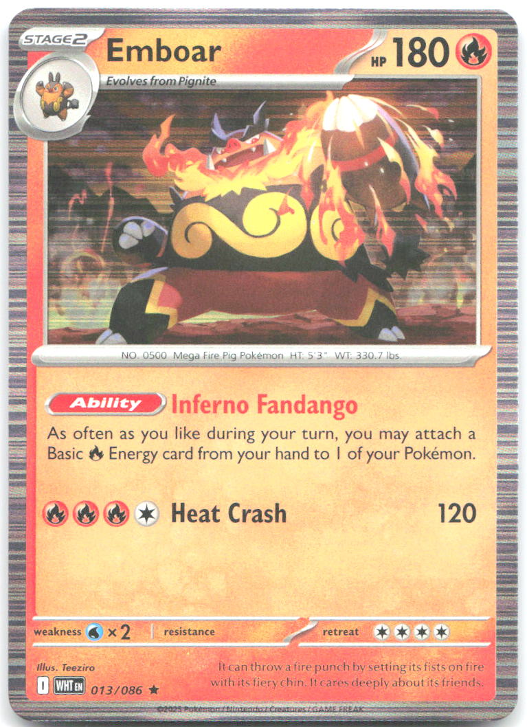 Emboar Holo Rare SV White Flare 013/086 NM Teeziro