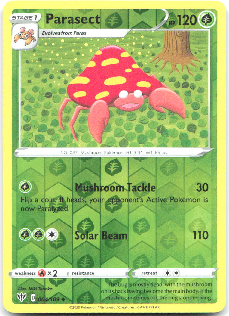 Parasect Reverse Holo Uncommon SWSH03 Darkness Ablaze 004/189 NM Miki Tanaka
