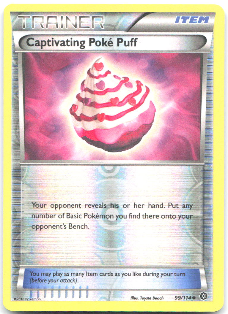 Captivating Poke Puff Reverse Holo XY Steam Siege 99/114 NM Toyste Beach
