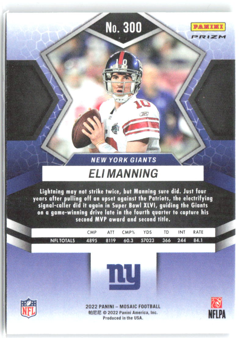 Eli Manning Panini Mosaic - Mosaic Green 300 2022 New York Giants