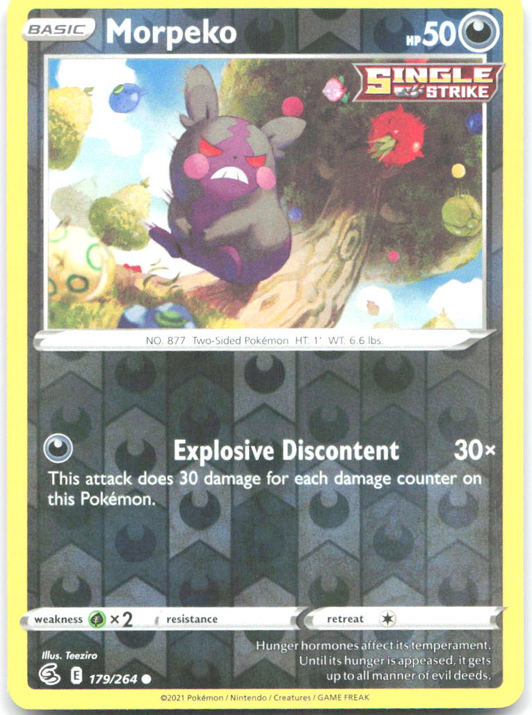 Morpeko 179 Reverse Holo Common SWSH08 Fusion Strike 179/264 NM Teeziro