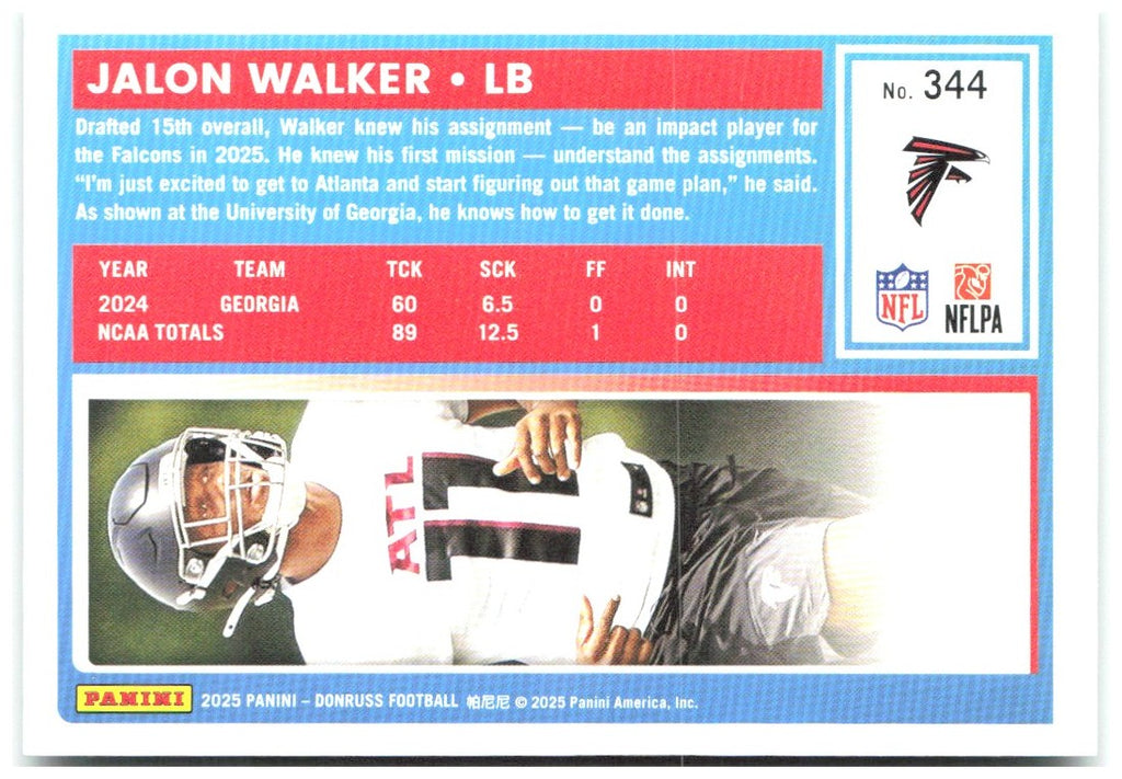 Jalon Walker Donruss - Press Proofs Green 344 2025 Atlanta Falcons