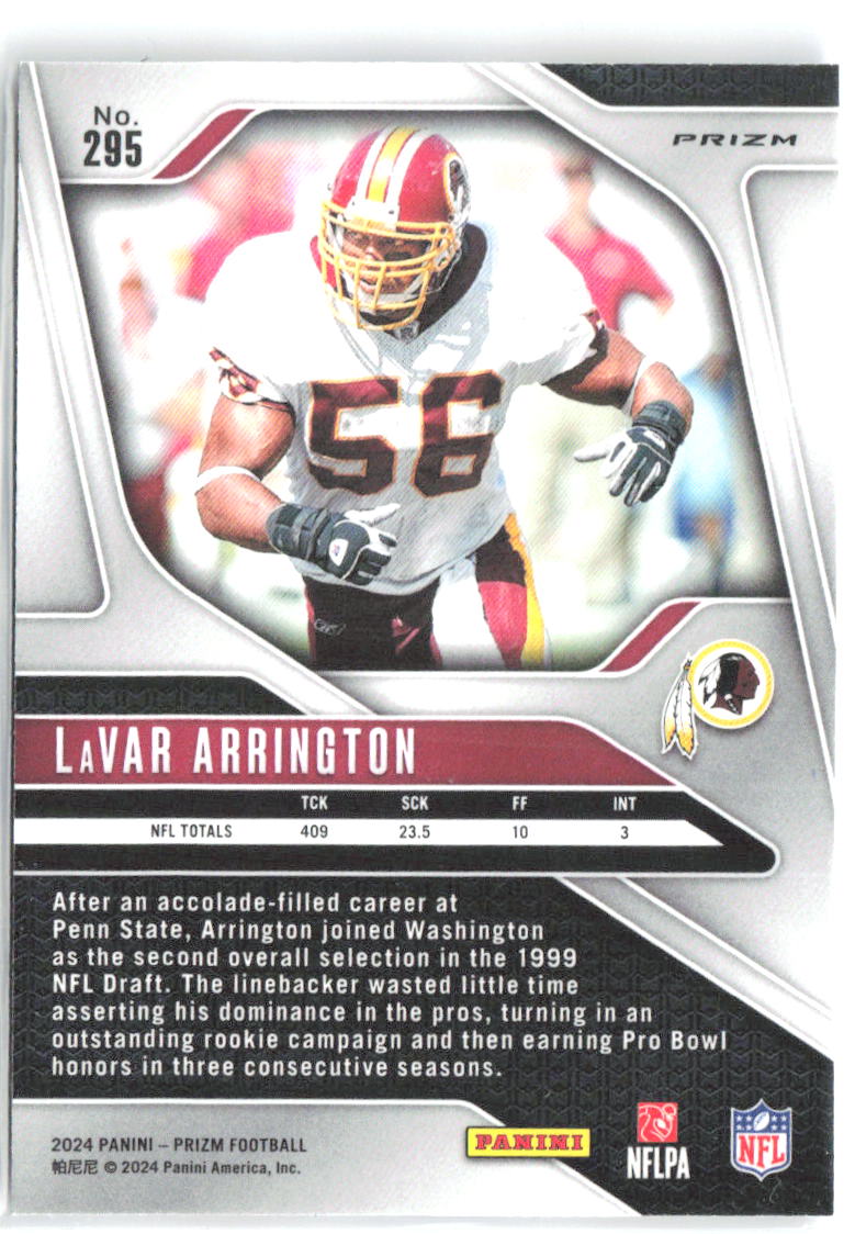 LaVar Arrington Panini Prizm - Red White and Blue 295 2024 Washington Redskins