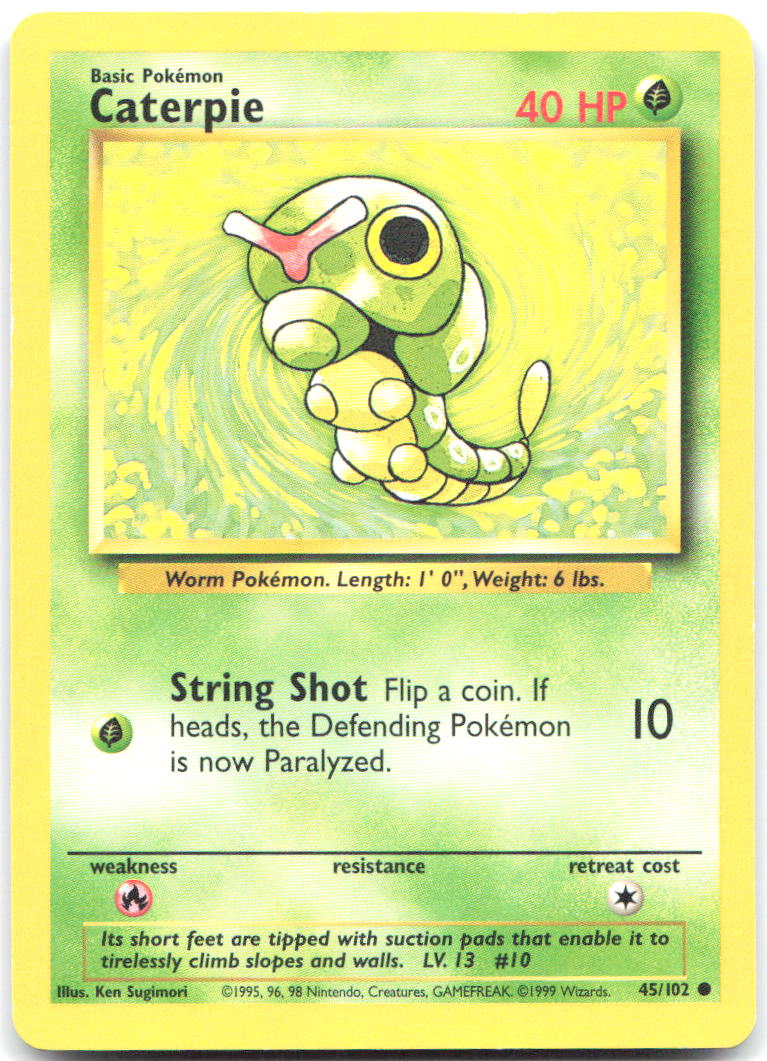 Caterpie Common Base Set 045/102 LP Ken Sugimori