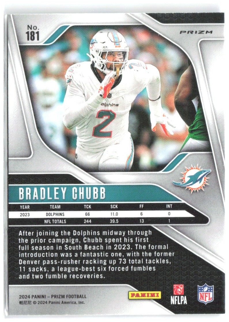 Bradley Chubb Panini Prizm - Red White and Blue 181 2024 Miami Dolphins