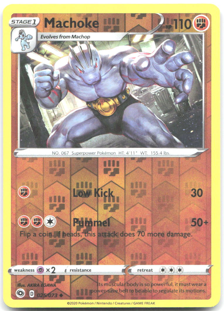 Machoke Reverse Holo Uncommon Champion's Path 25/73 NM AKIRA EGAWA