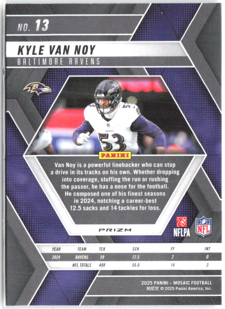 Kyle Van Noy Panini Mosaic - Silver 13 2025 Baltimore Ravens