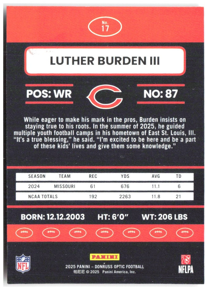 Luther Burden III Donruss Optic - 2015 Retro 17 2025 Chicago Bears