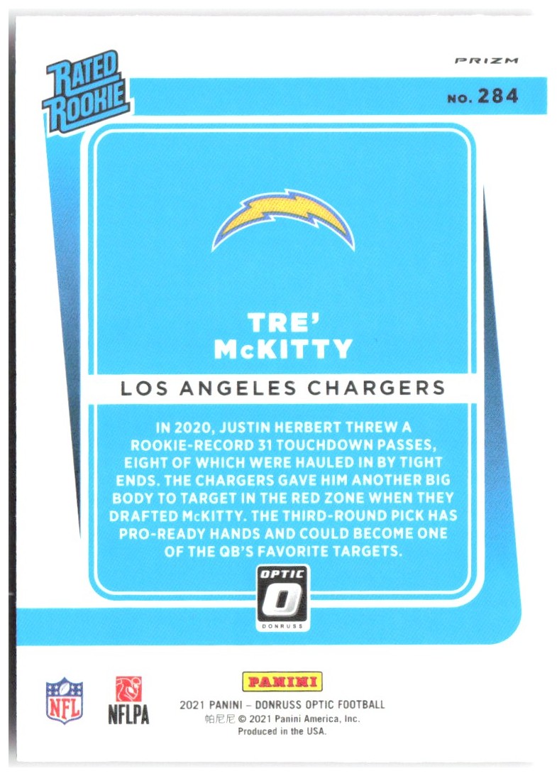 Tre' McKitty Donruss Optic - Pink 284 2021 Los Angeles Chargers
