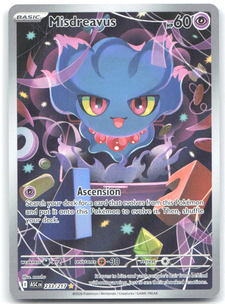 Misdreavus Holo Illustration Rare ME Ascended Heroes 233/217 NM Kazuhisa Uragami