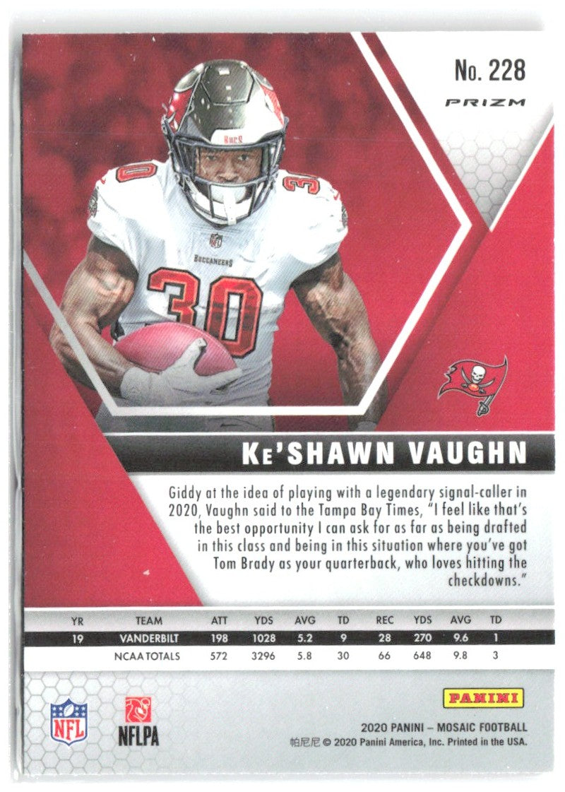 Ke'Shawn Vaughn Panini Mosaic - Prizm 228 2020 Tampa Bay Buccaneers