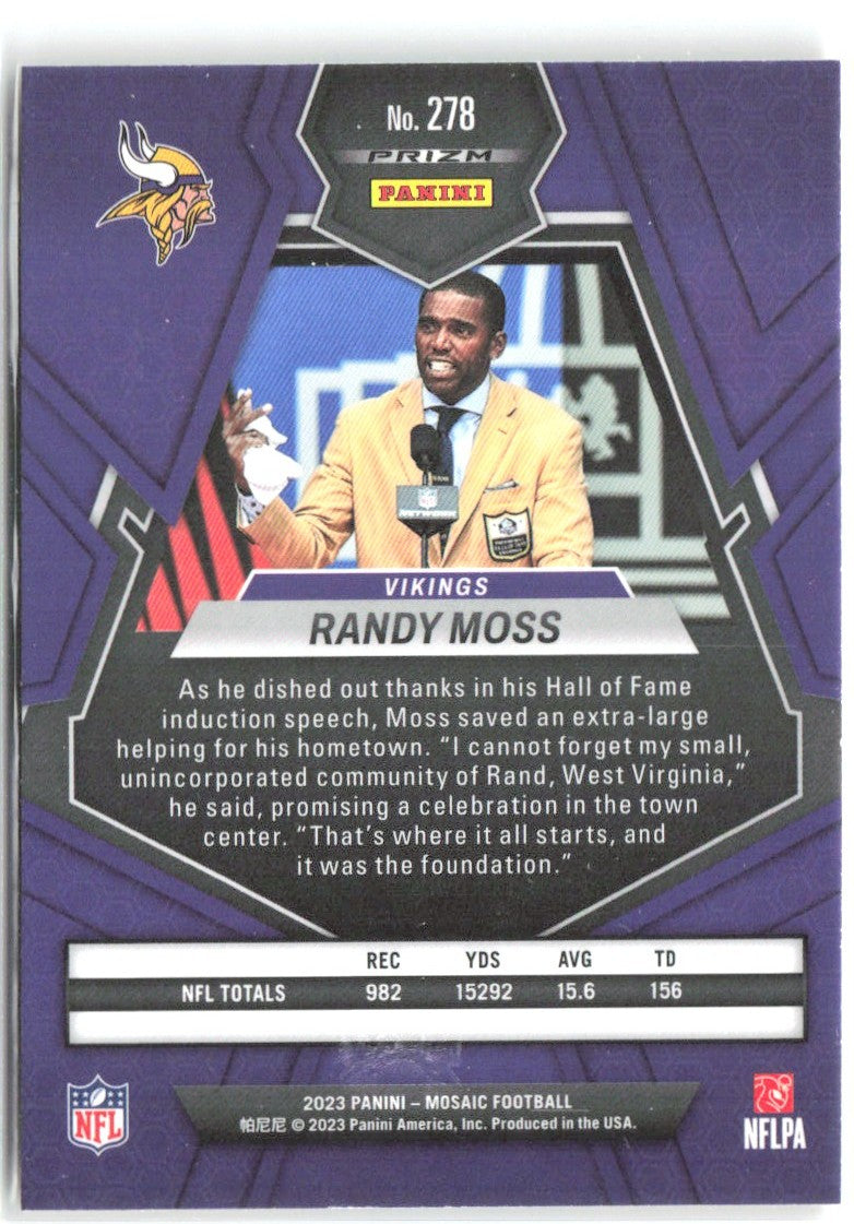 Randy Moss Panini Mosaic - Reactive Yellow Mosaic 278 2023 Minnesota Vikings