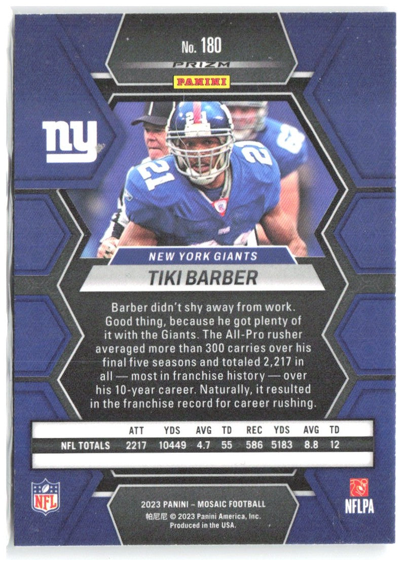 Tiki Barber Panini Mosaic - Mosaic 180 2023 New York Giants