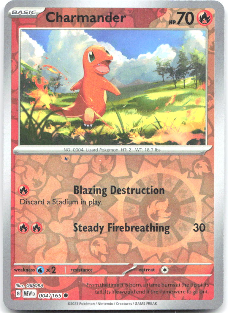 Charmander Reverse Holo Common SV Scarlet & Violet 151 004/165 NM GIDORA