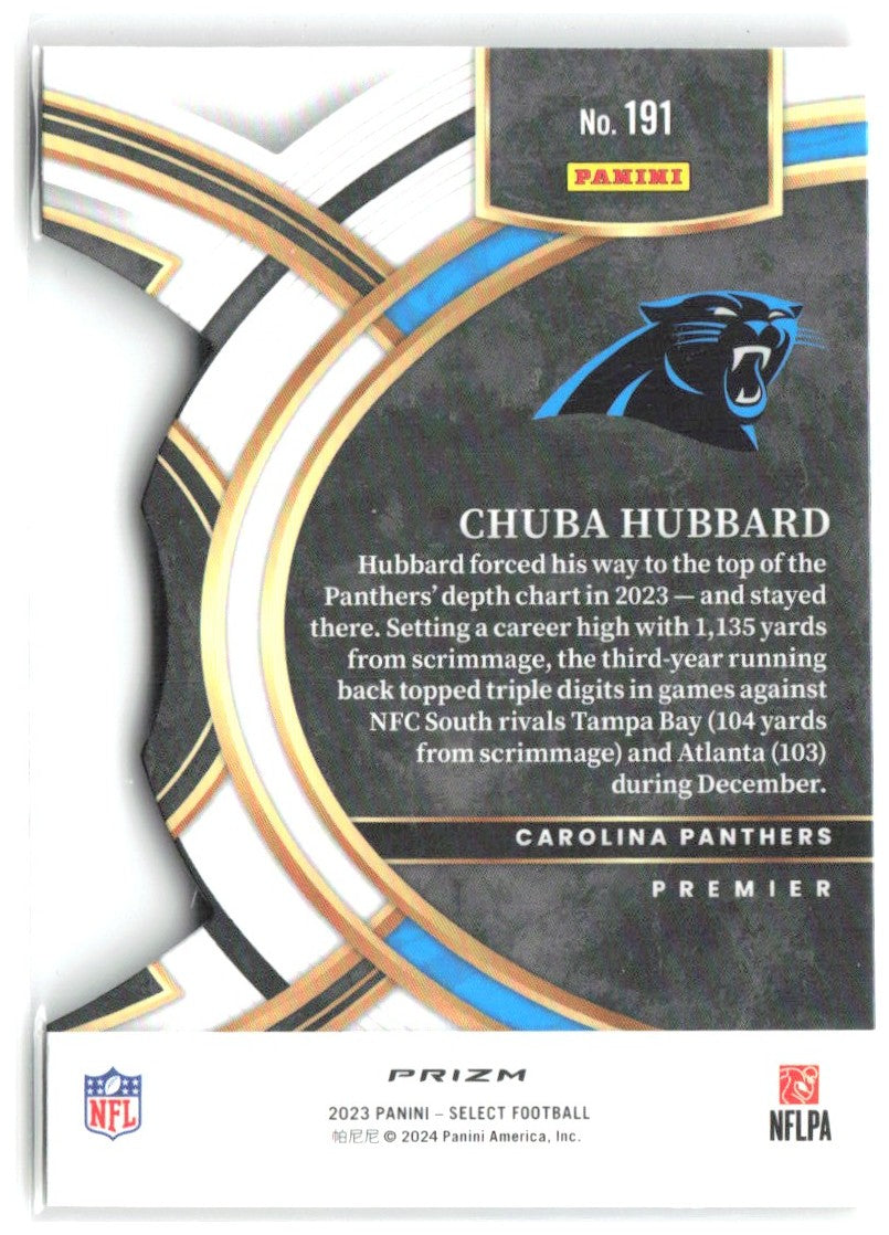 Chuba Hubbard Select - Red and Yellow Prizms Die Cuts 191 2023 Carolina Panthers