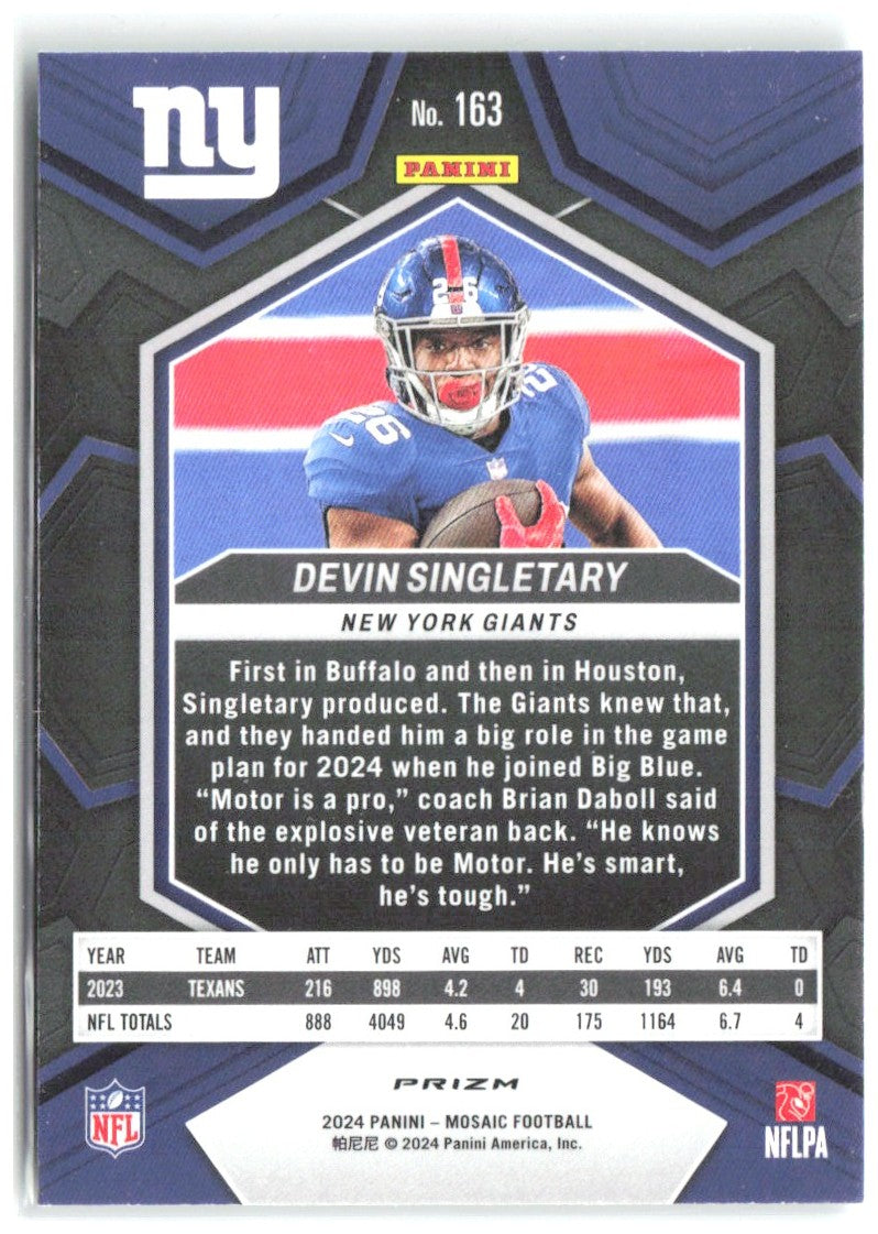 Devin Singletary Panini Mosaic - Mosaic Green 163 2024 New York Giants