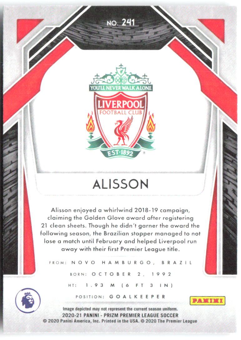 Alisson Panini Prizm Premier League 241 2020-21 Liverpool