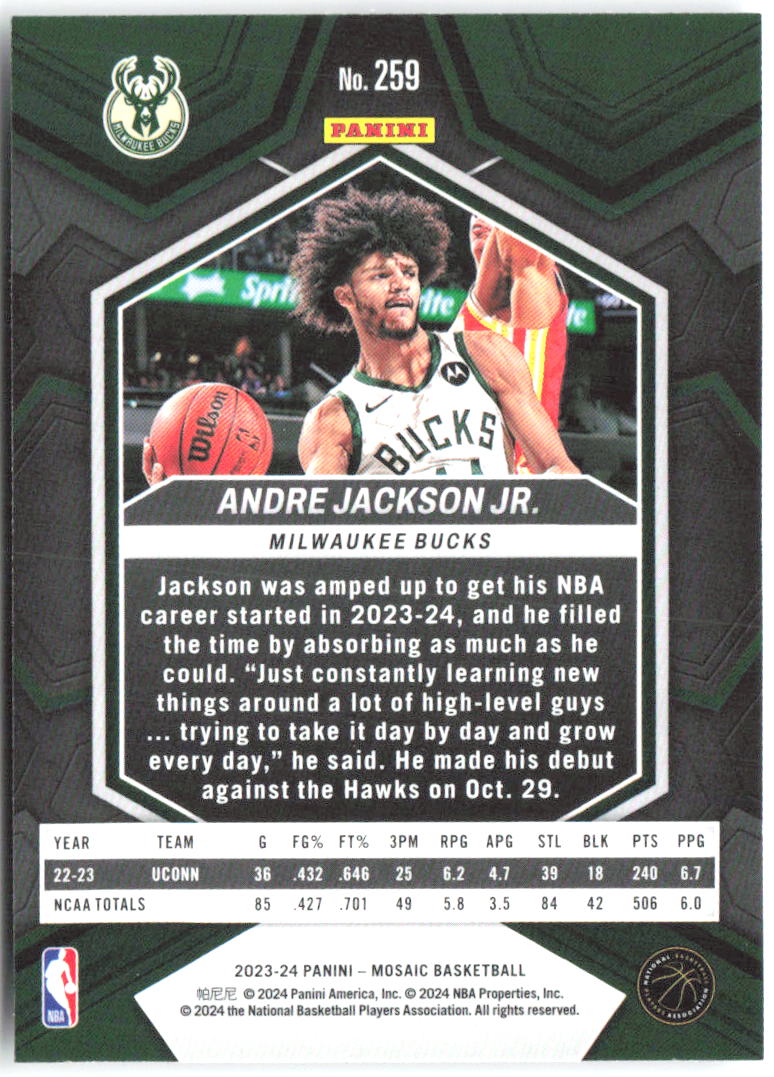 Andre Jackson Jr. Panini Mosaic - Silver 259 2023-24 Milwaukee Bucks