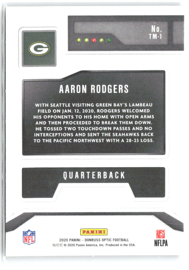 Aaron Rodgers Donruss Optic - T-Minus 3...2...1 TM-1 2020 Green Bay Packers
