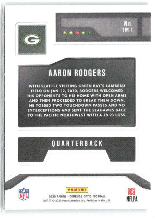 Aaron Rodgers Donruss Optic - T-Minus 3...2...1 TM-1 2020 Green Bay Packers