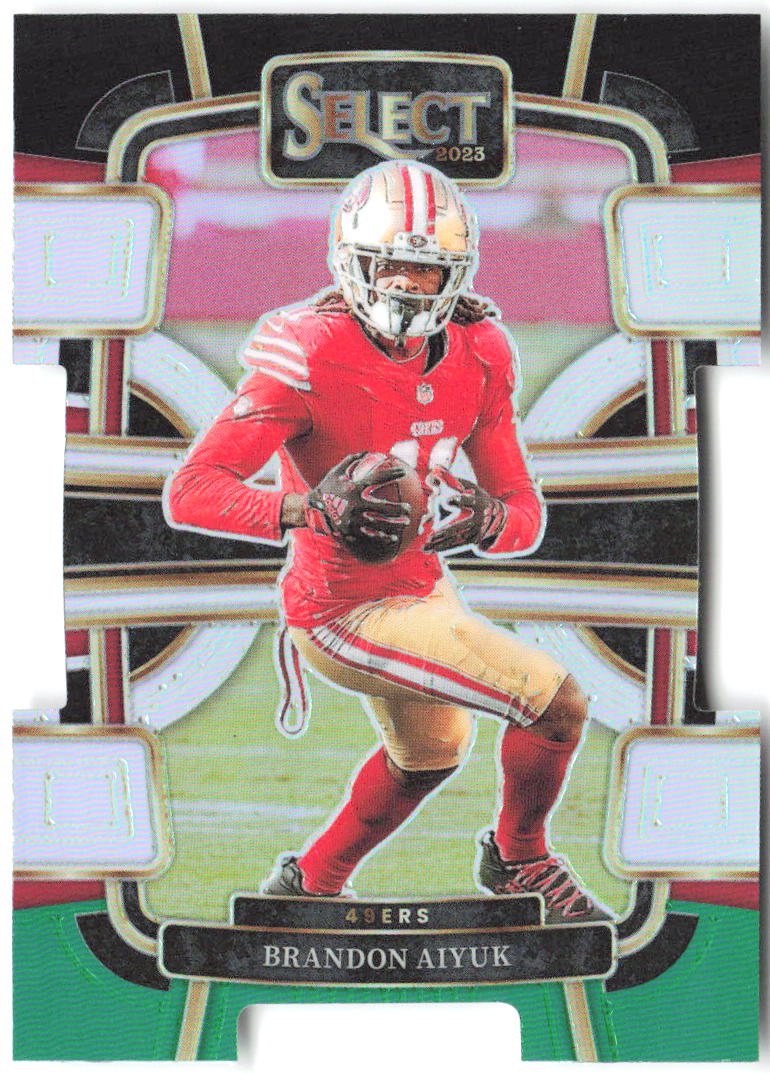 Brandon Aiyuk Select Black and Green Prizms Die Cuts 89 2023 San Francisco 49ers