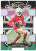 Brandon Aiyuk Select Black and Green Prizms Die Cuts 89 2023 San Francisco 49ers