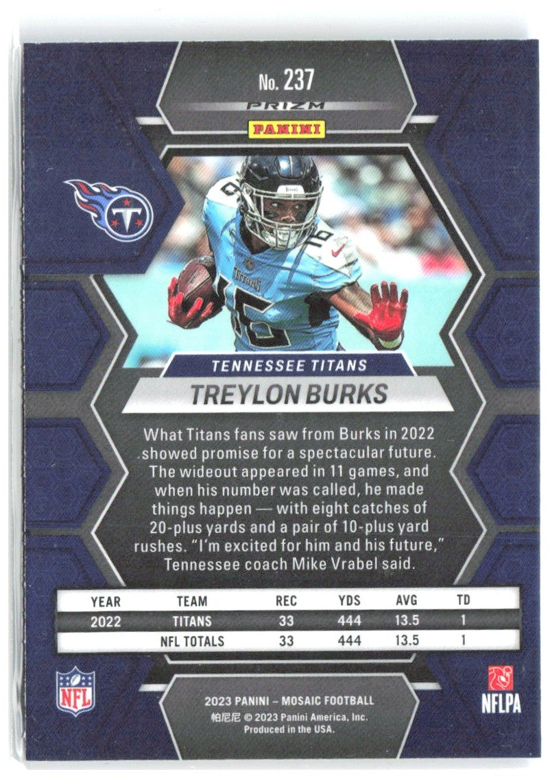 Treylon Burks Panini Mosaic - Reactive Blue Mosaic 237 2023 Tennessee Titans