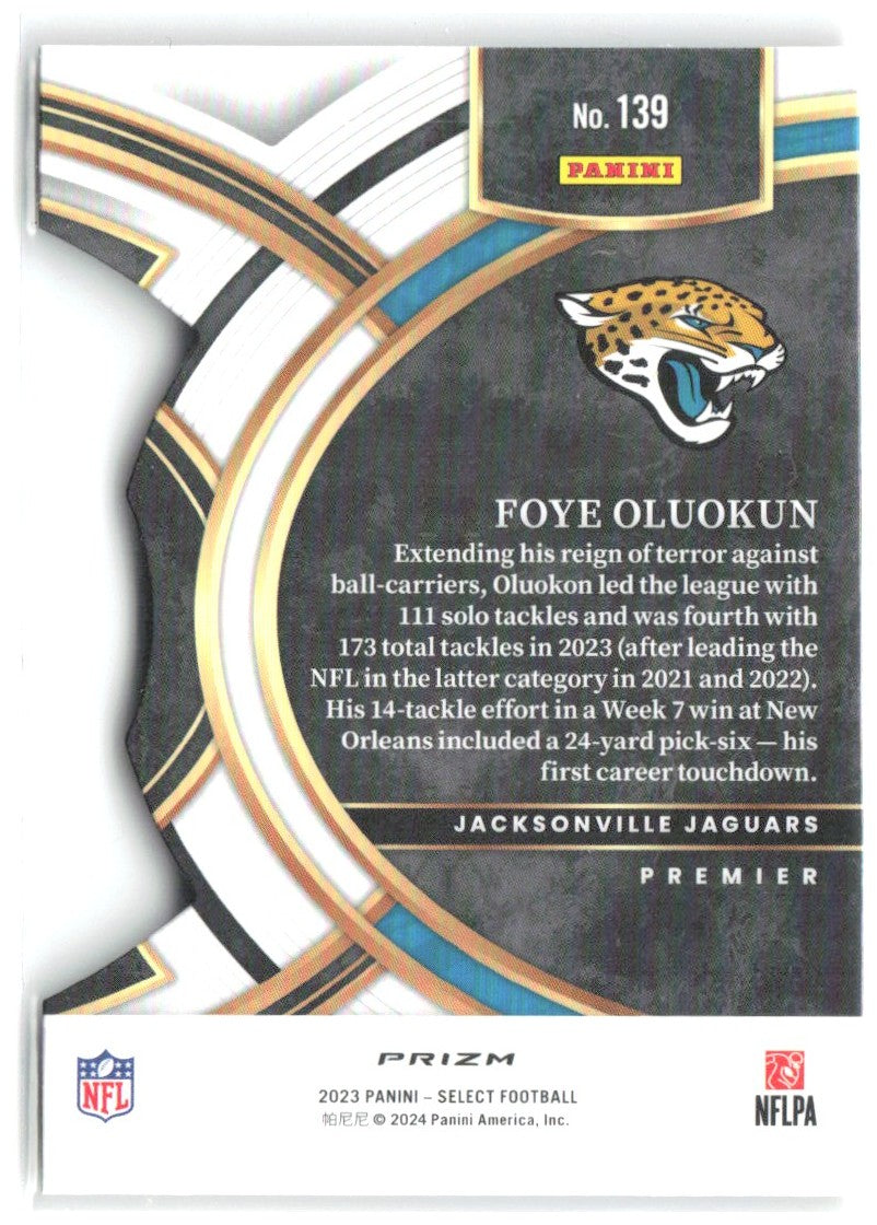 Foye Oluokun Select Red and Yellow Prizms Die Cuts 139 2023 Jacksonville Jaguars