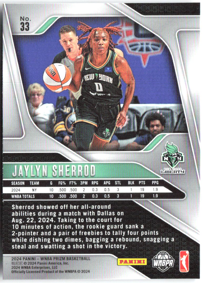 Jaylyn Sherrod Panini Prizm WNBA 33 2024 New York Liberty RC