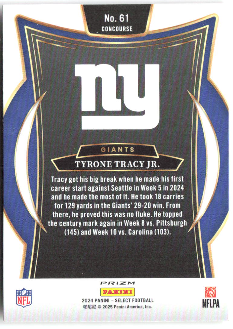 Tyrone Tracy Jr. Panini Select Red & Yellow Prizm Shock 61 2024 New York Giants