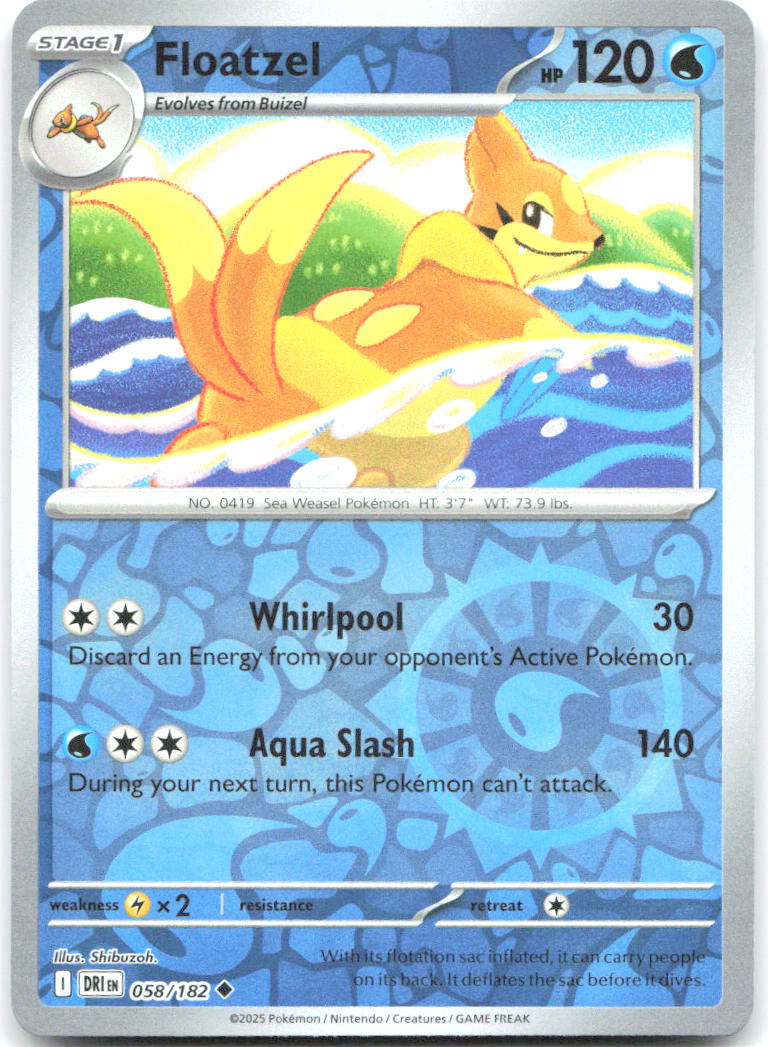 Floatzel Reverse Holo Uncommon SV10 Destined Rivals 058/182 NM kamonabe