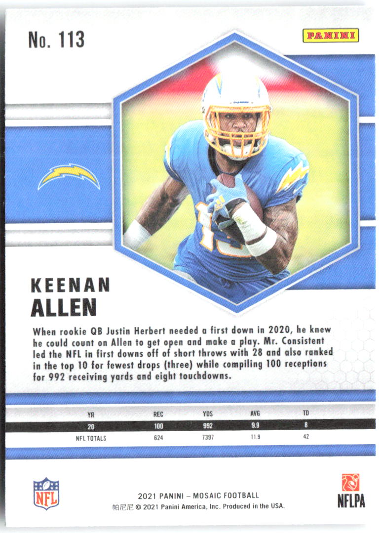 Keenan Allen Panini Mosaic 113 2021 Los Angeles Chargers