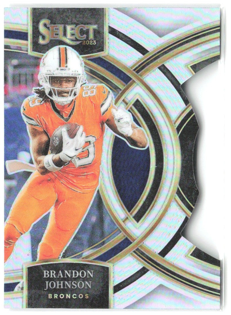 Brandon Johnson Panini Select - Silver Prizms Die Cuts 189 2023 Denver Broncos