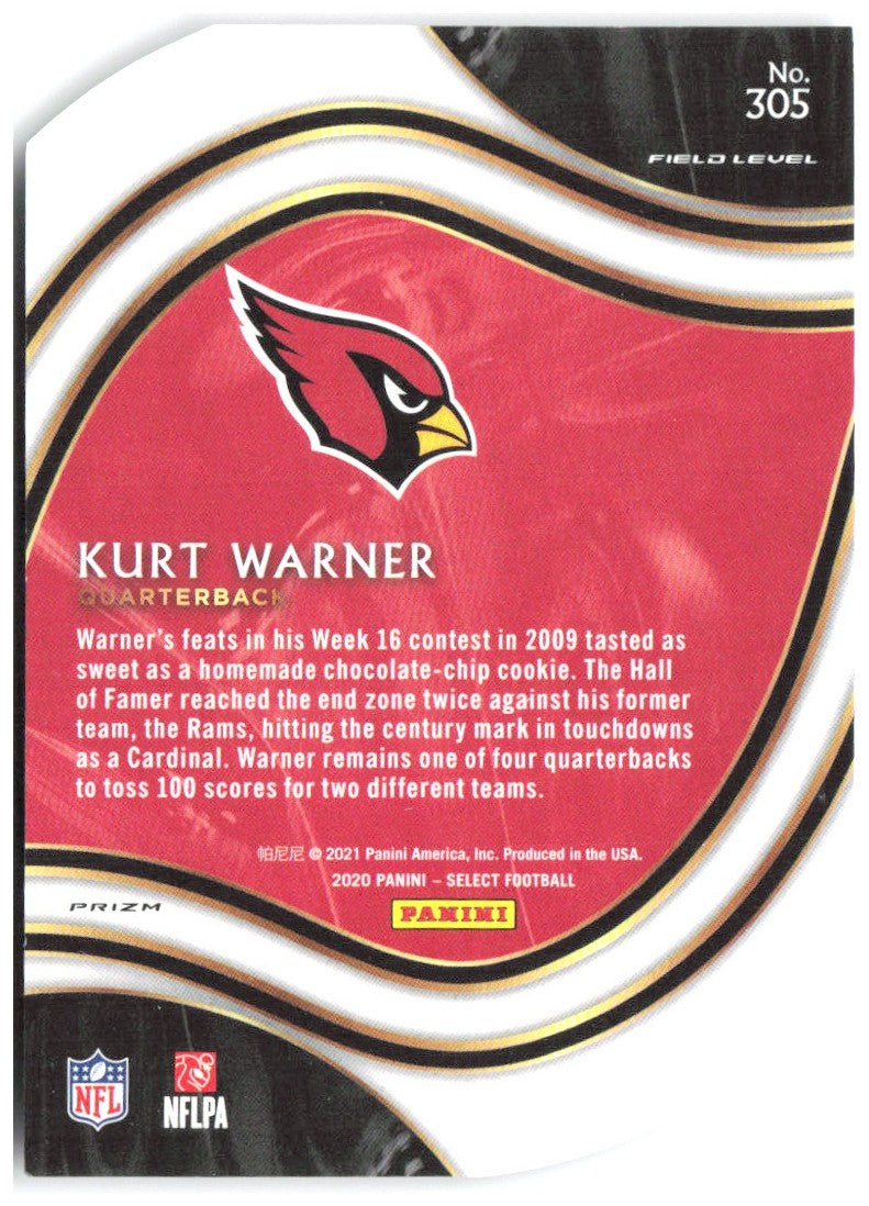 Kurt Warner Panini Select - Purple Prizm Die Cut 305 2020 Arizona Cardinals