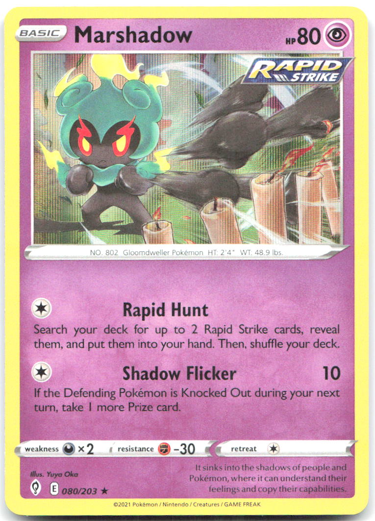 Marshadow Holo Rare SWSH07: Evolving Skies 080/203 NM Yuya Oka
