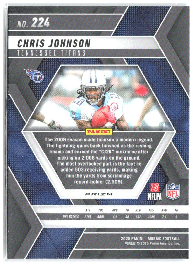 Chris Johnson Panini Mosaic - Mosaic Reactive Blue 224 2025 Tennessee Titans