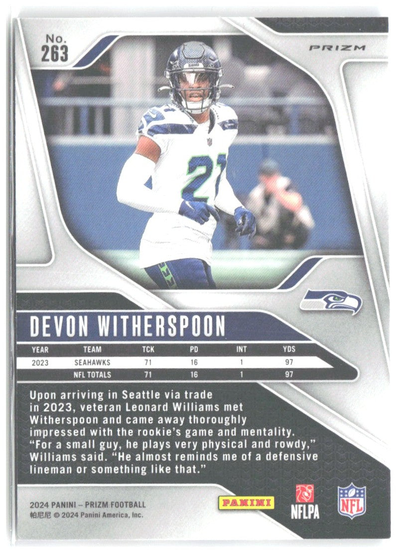 Devon Witherspoon Panini Prizm - Red White and Blue 263 2024 Seattle Seahawks