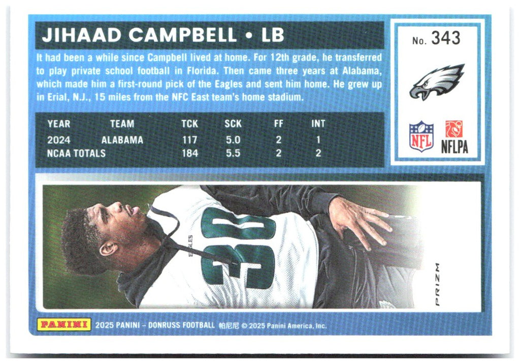 Jihaad Campbell Donruss - Optic Rated Rookies Preview Blue Scope 343 2025 Eagles