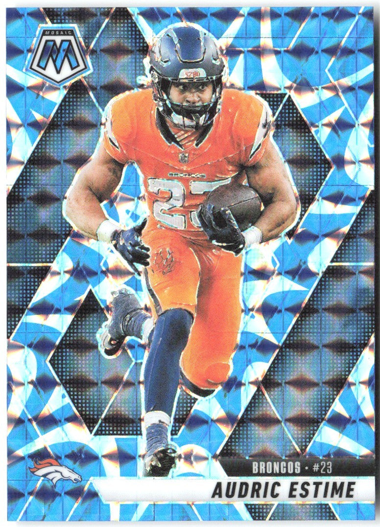 Audric Estime Panini Mosaic - Mosaic Reactive Blue 208 2025 Denver Broncos