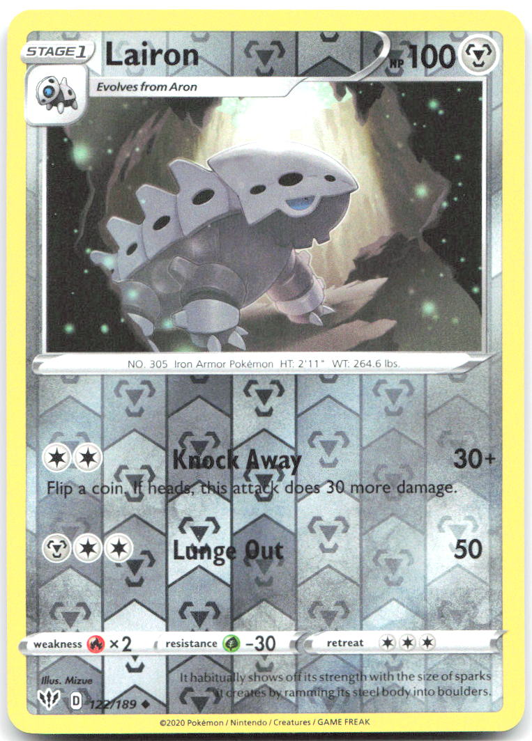 Lairon Reverse Holo Uncommon SWSH03 Darkness Ablaze 122/189 NM Mizue