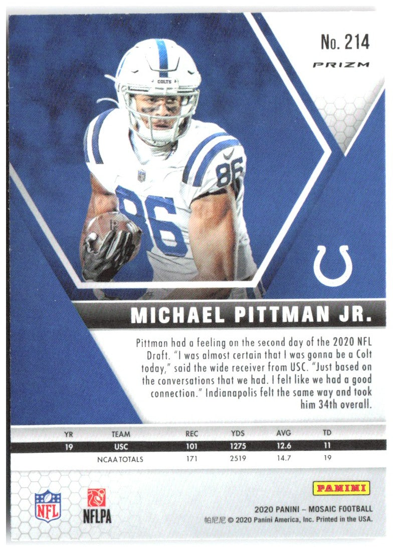 Michael Pittman Jr. Mosaic - Prizm Reactive Orange 214 2020 Indianapolis Colts