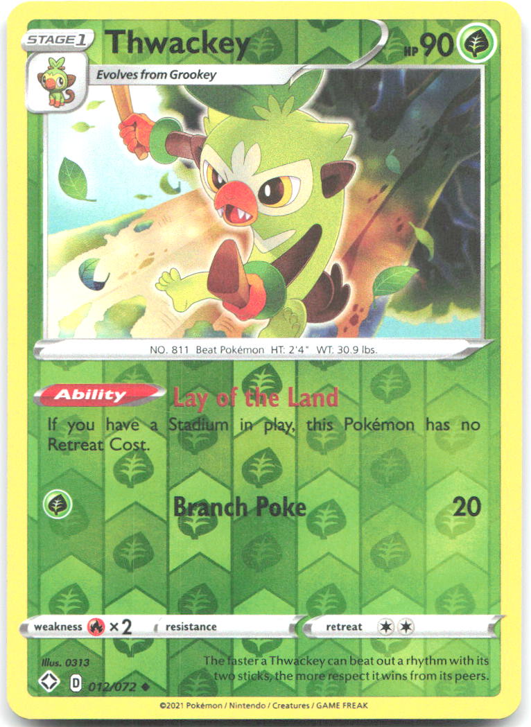 Thwackey Reverse Holo Uncommon Shining Fates 012/072 NM 0313