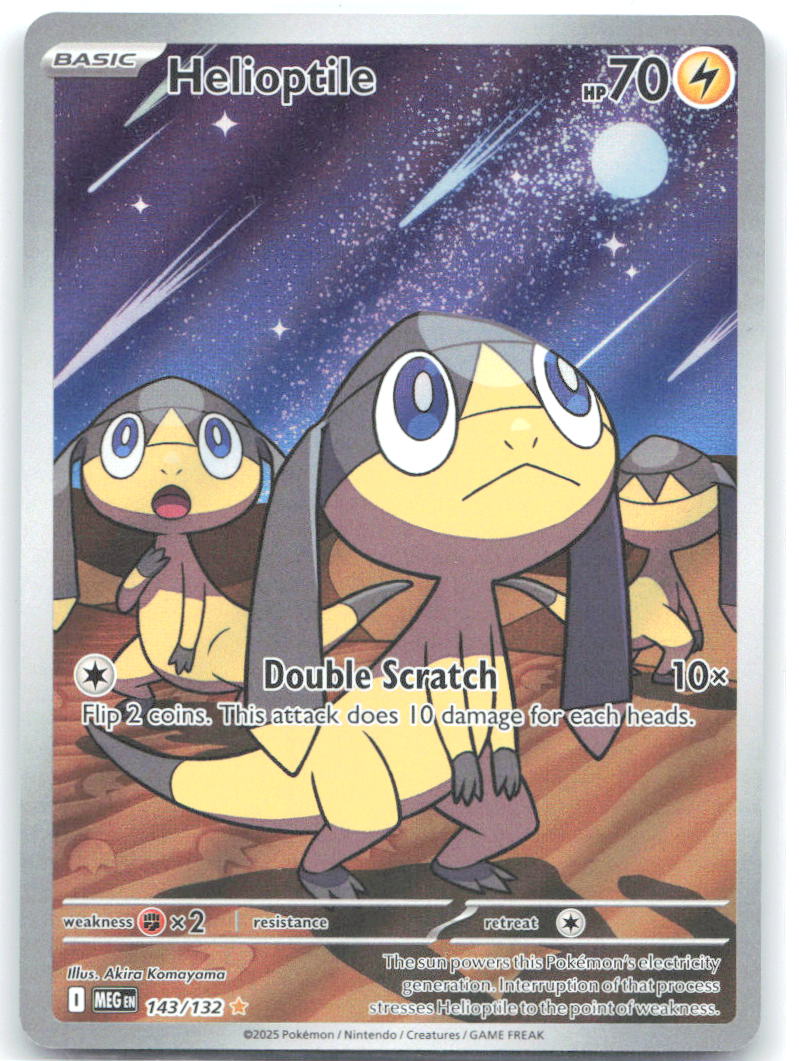 Helioptile Holo Illustration Rare ME01 Mega Evolution 143/132 NM Akira Komayama