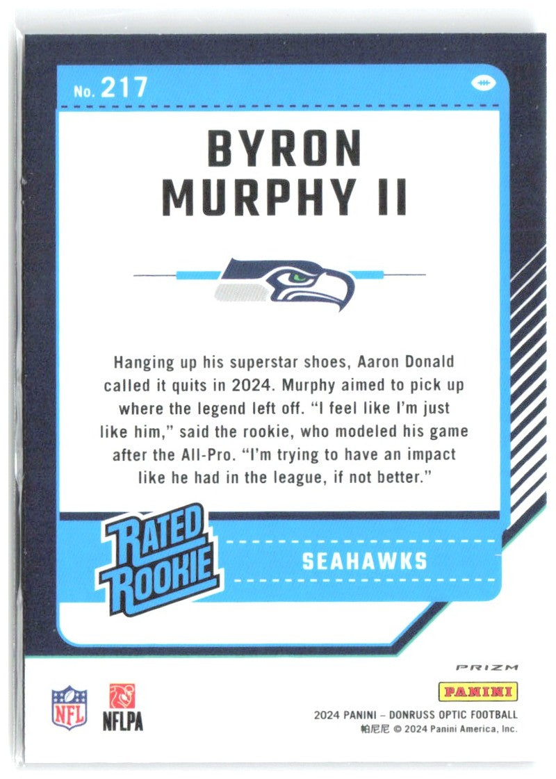 Byron Murphy II Donruss Optic - Purple Shock 217 2024 Seattle Seahawks