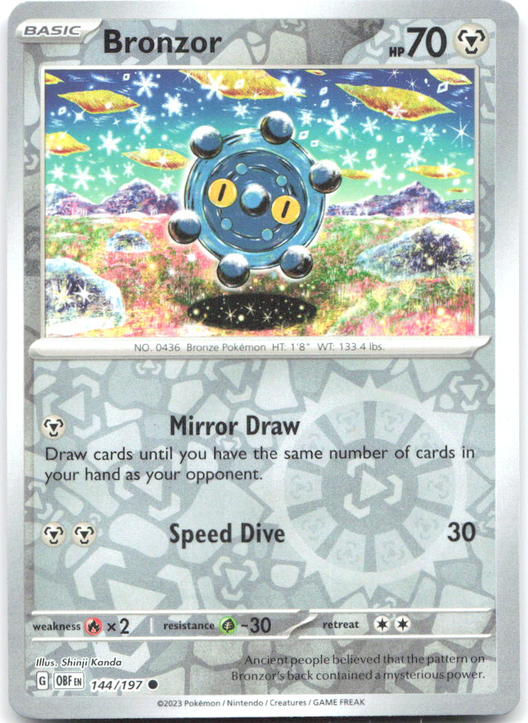 Bronzor Reverse Holo Common SV03 Obsidian Flames 144/197 NM Shinji Kanda