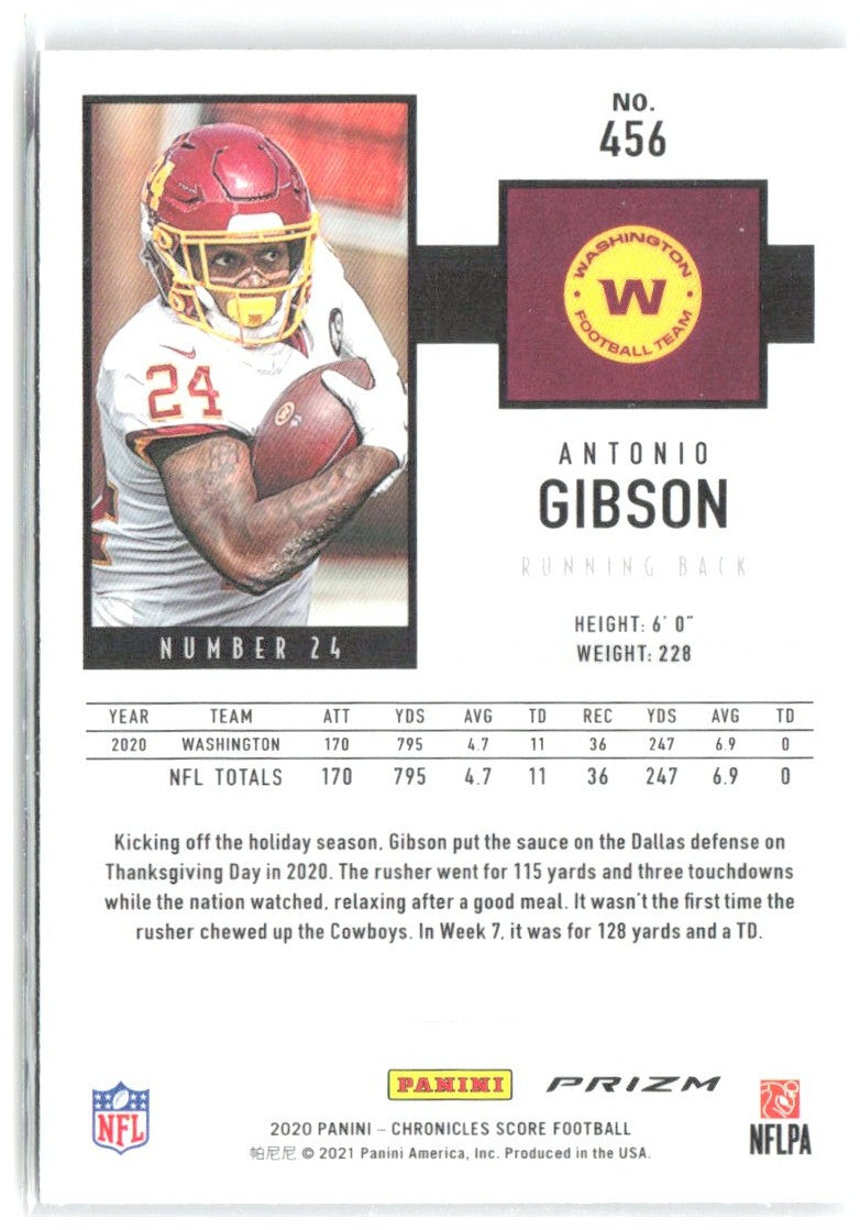 Antonio Gibson Chronicles - 2020 Score Update Rookies Silver 456 2020 Washington